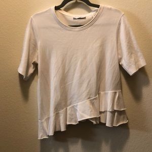 Sandro white asymmetrical hem boxy t-shirt